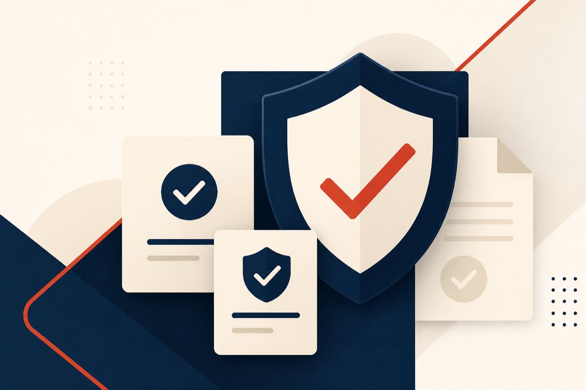 Ilustración abstracta de verificación y confianza regulatoria